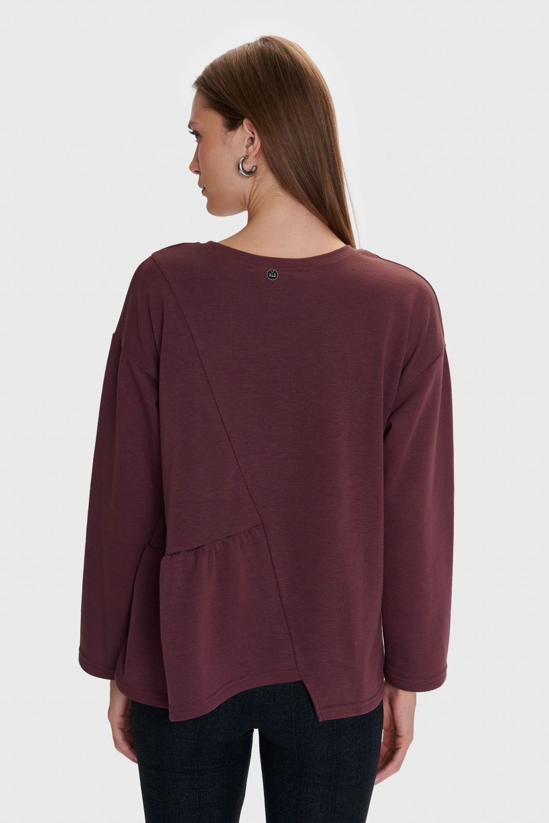 ALE - Bluze vishnje me menge te gjata dhe prerje asimetrike