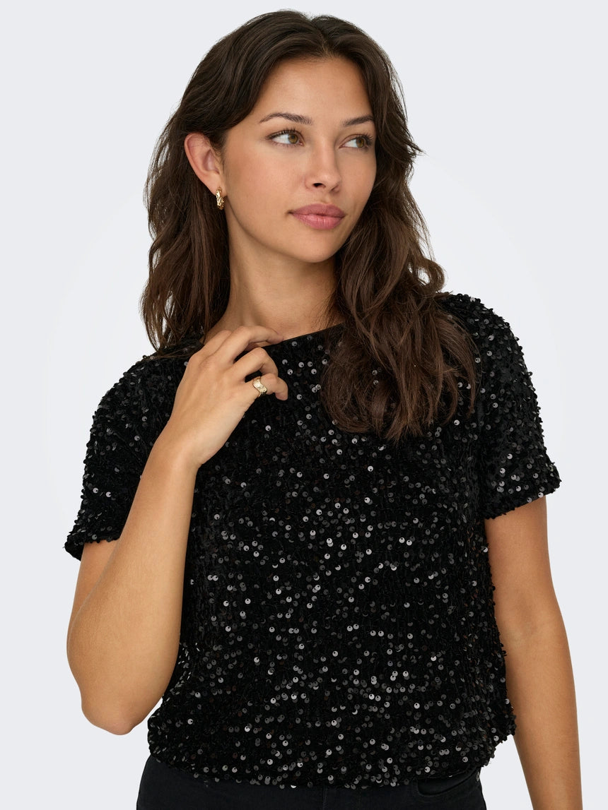 ONLY - Bluze vishnje, e zeze dhe gold me temina