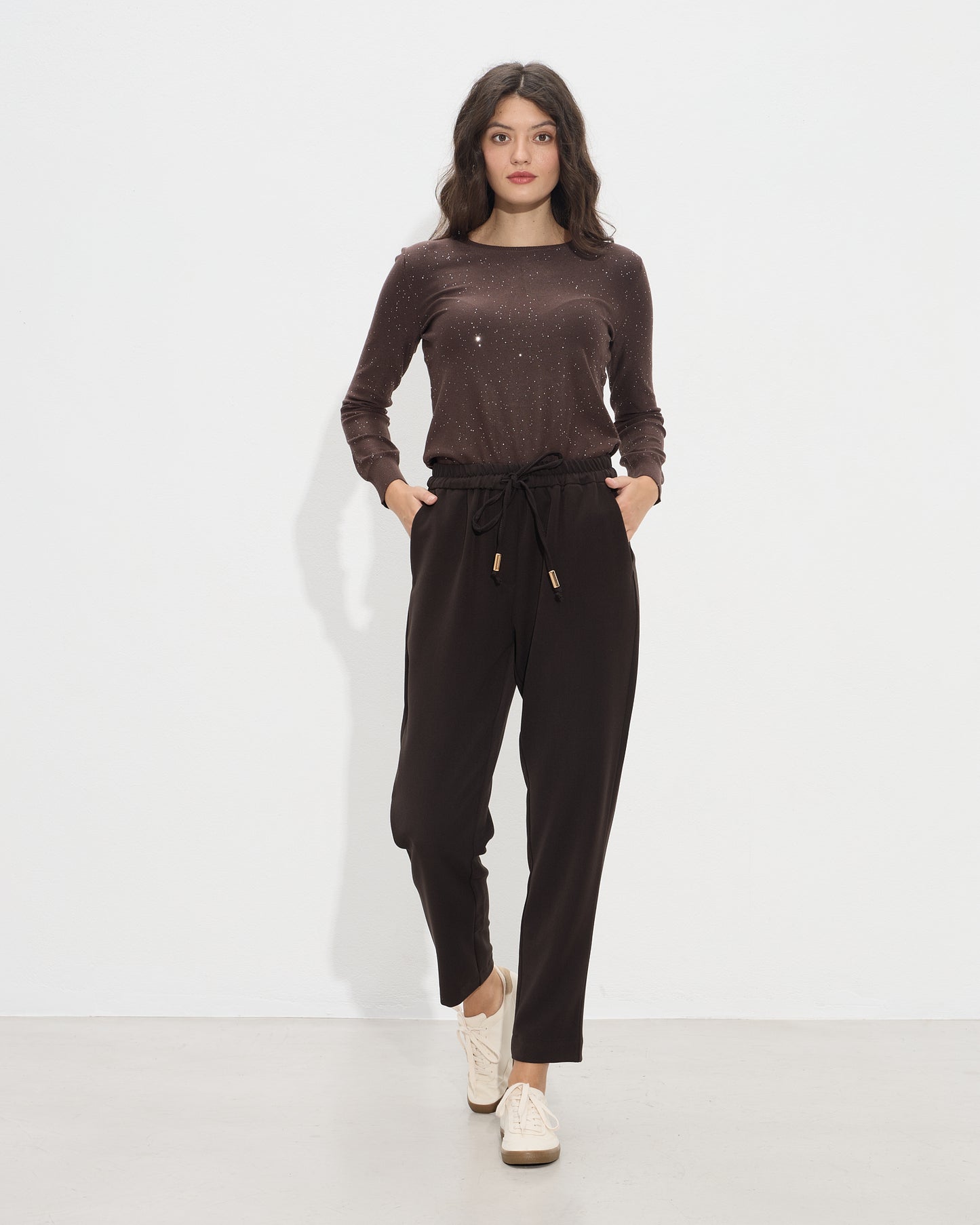 Passager - Pantallona kafe dhe te zeza prerje e drejte me llastik ne bel