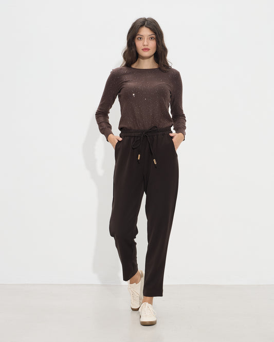 Passager - Pantallona kafe dhe te zeza prerje e drejte me llastik ne bel