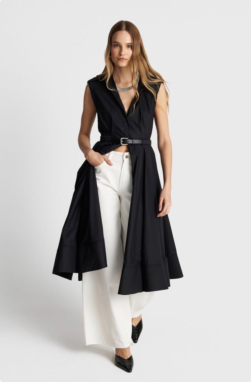 ALE - Fustan trecereksh i zi dhe i bardhe me rrip