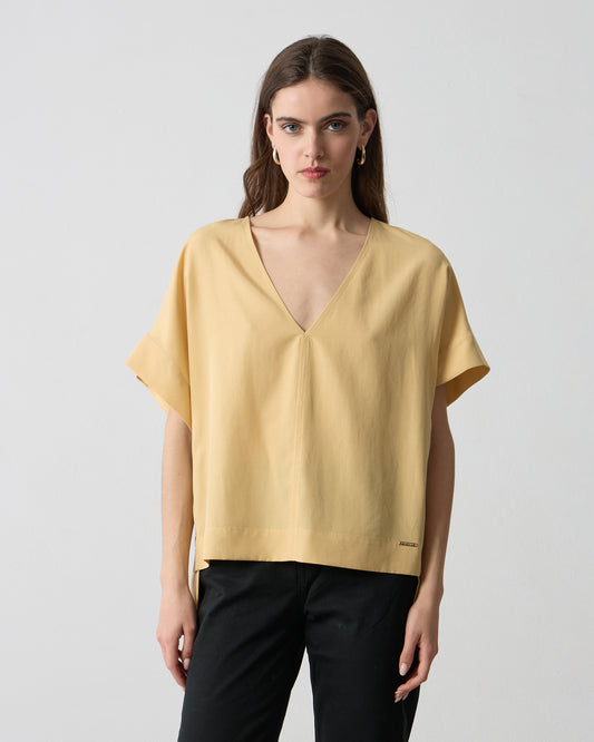 Passager - Bluze e verdhe dhe kafe me jake V dhe detaje ne ane