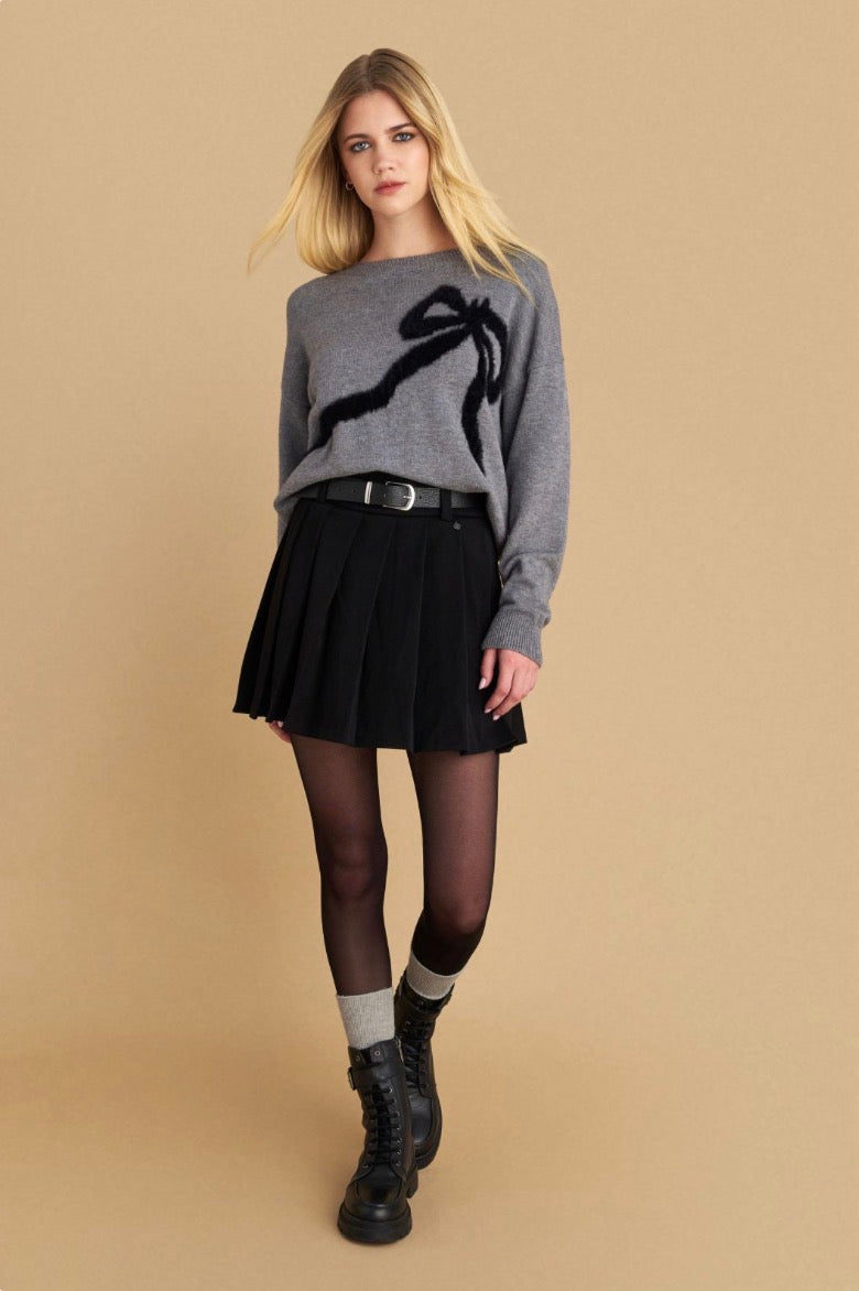 attrattivo - Pulover gri me fjongo dekorative