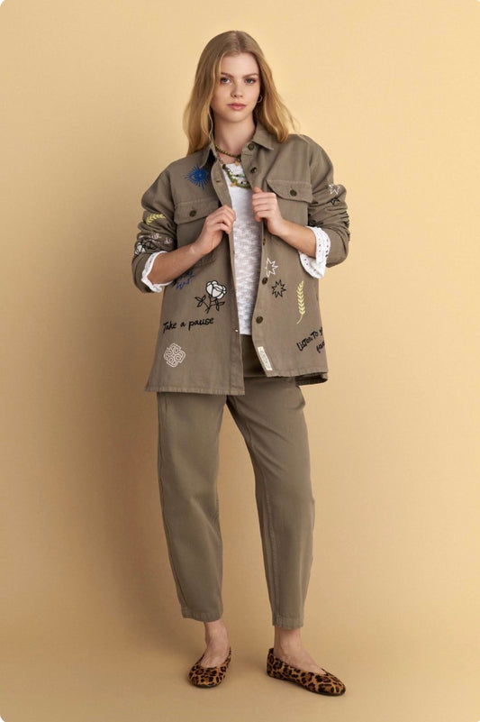 attrattivo - Set xhakete xhins dhe pantallona me qendisje dekorative