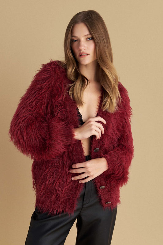 attrattivo - Cardigan i kuq me pellush