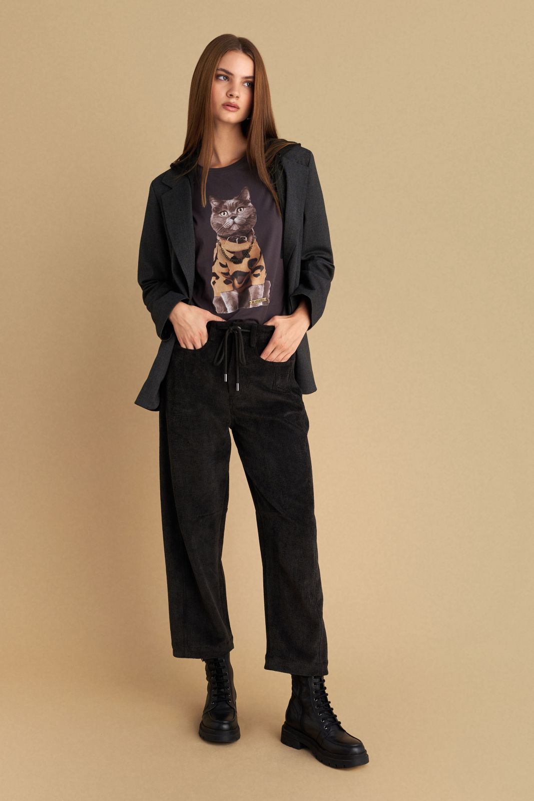 attrattivo - Pantallona kadifeje gri