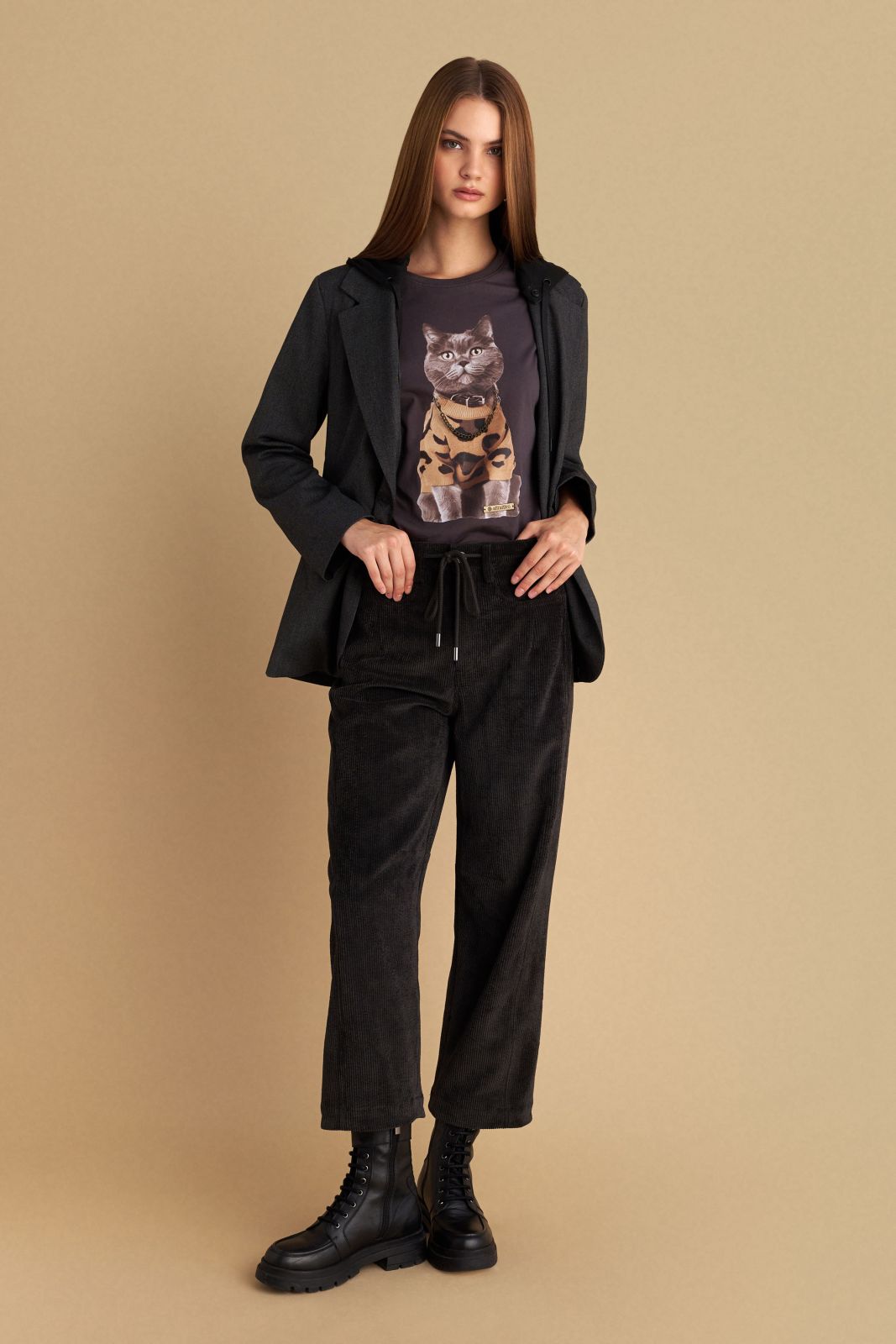 attrattivo - Pantallona kadifeje gri