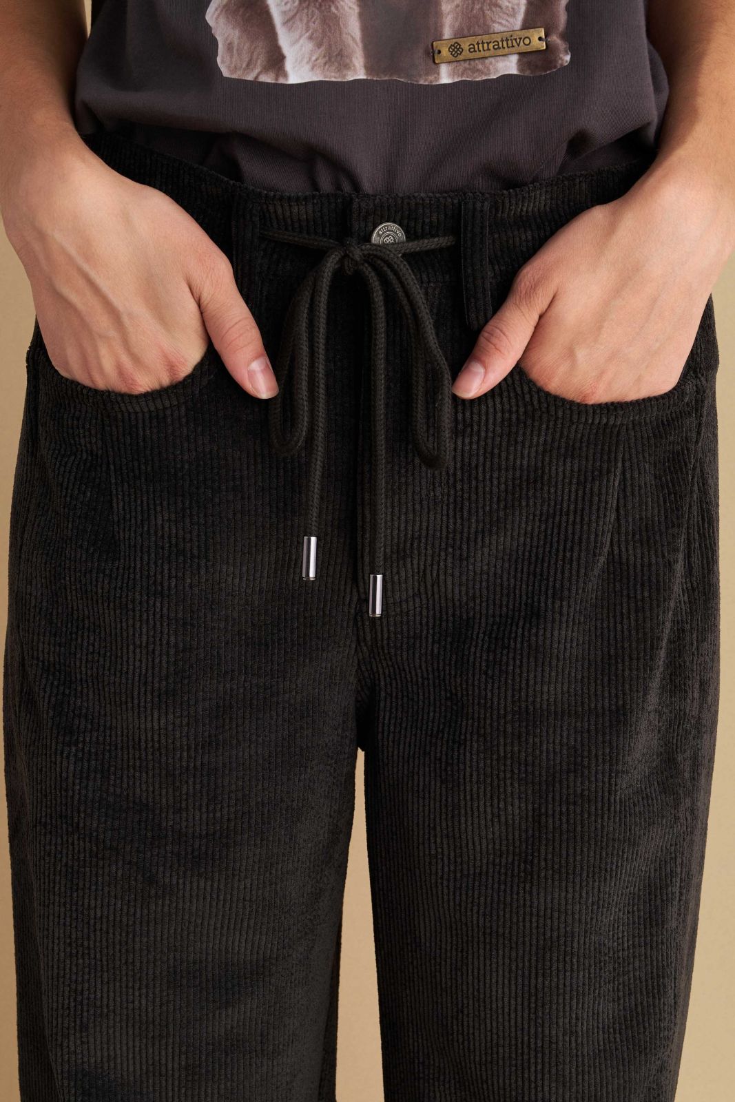 attrattivo - Pantallona kadifeje gri