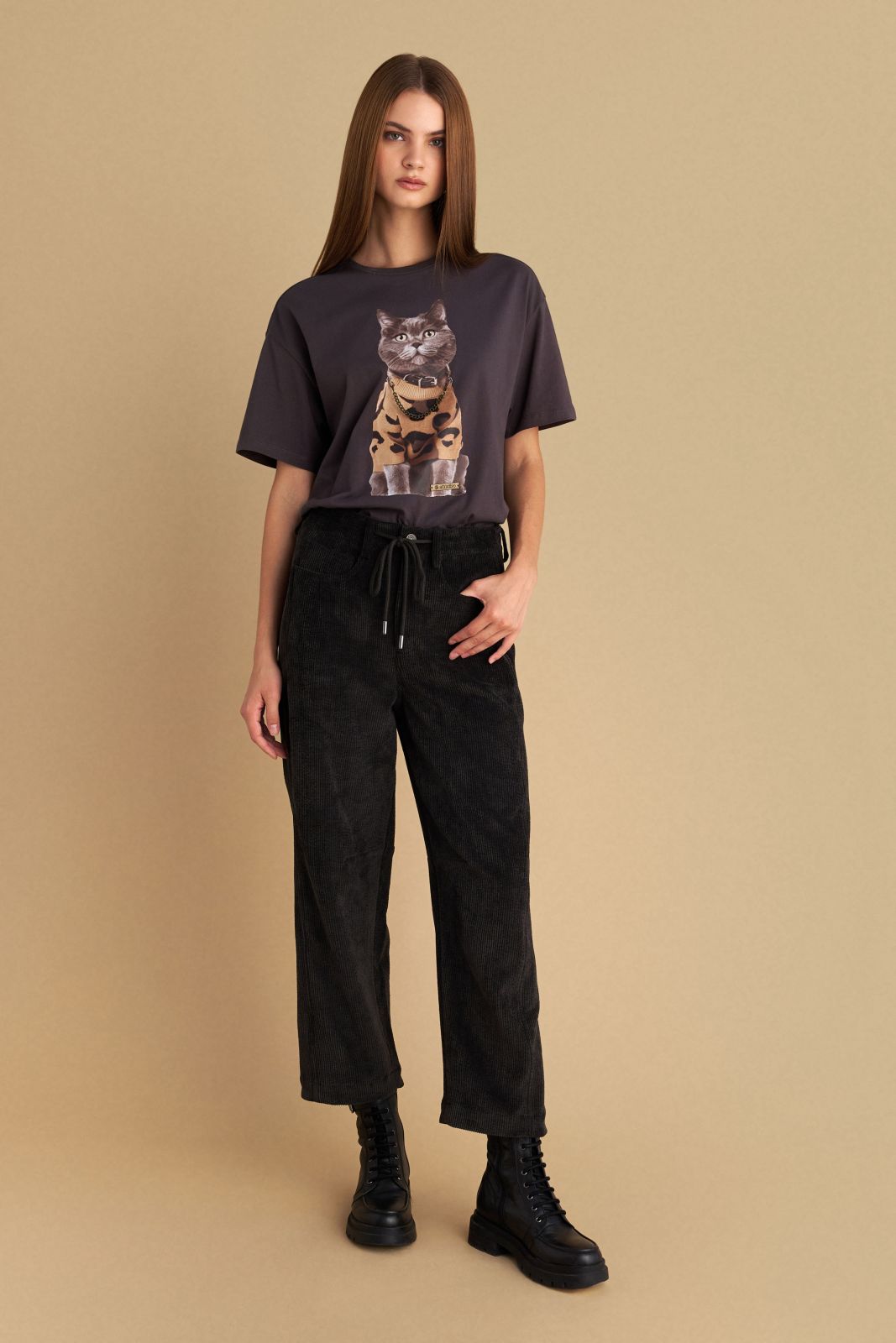 attrattivo - Pantallona kadifeje gri