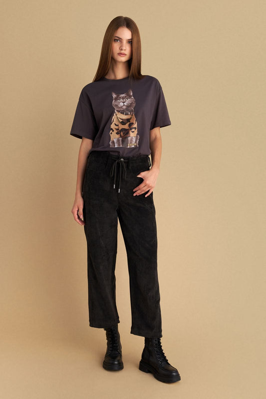 attrattivo - Pantallona kadifeje gri