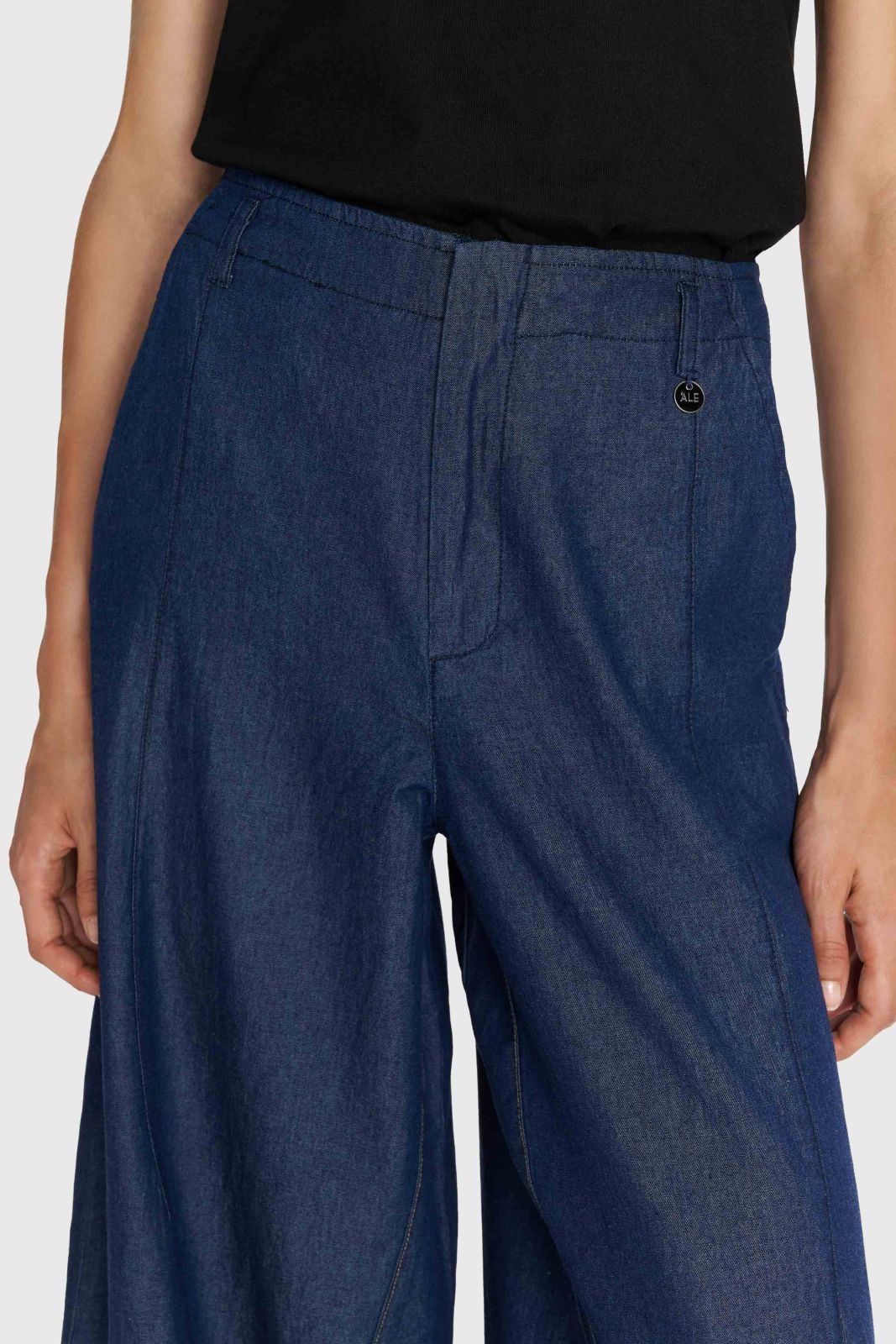 ALE - Pantallona blu xhins i holle prerje e gjere