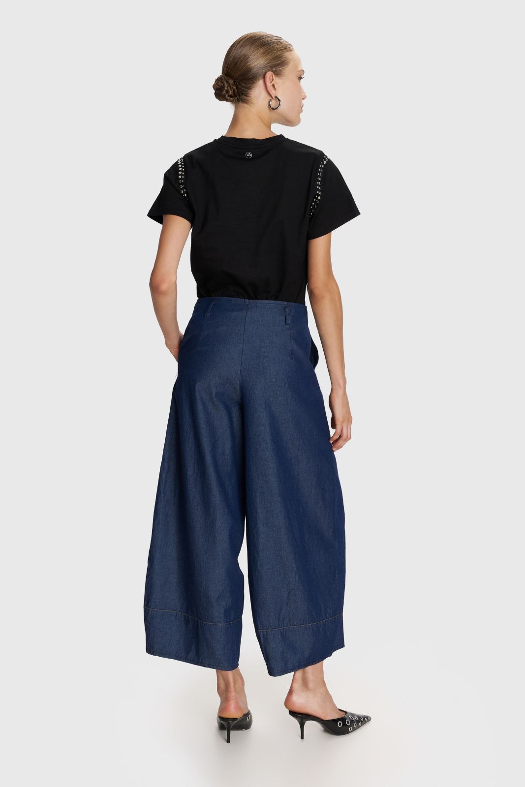 ALE - Pantallona blu xhins i holle prerje e gjere