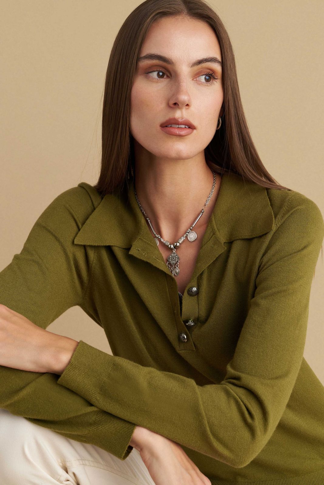 attrattivo - Bluze kafe, jeshile dhe e zeze me jake