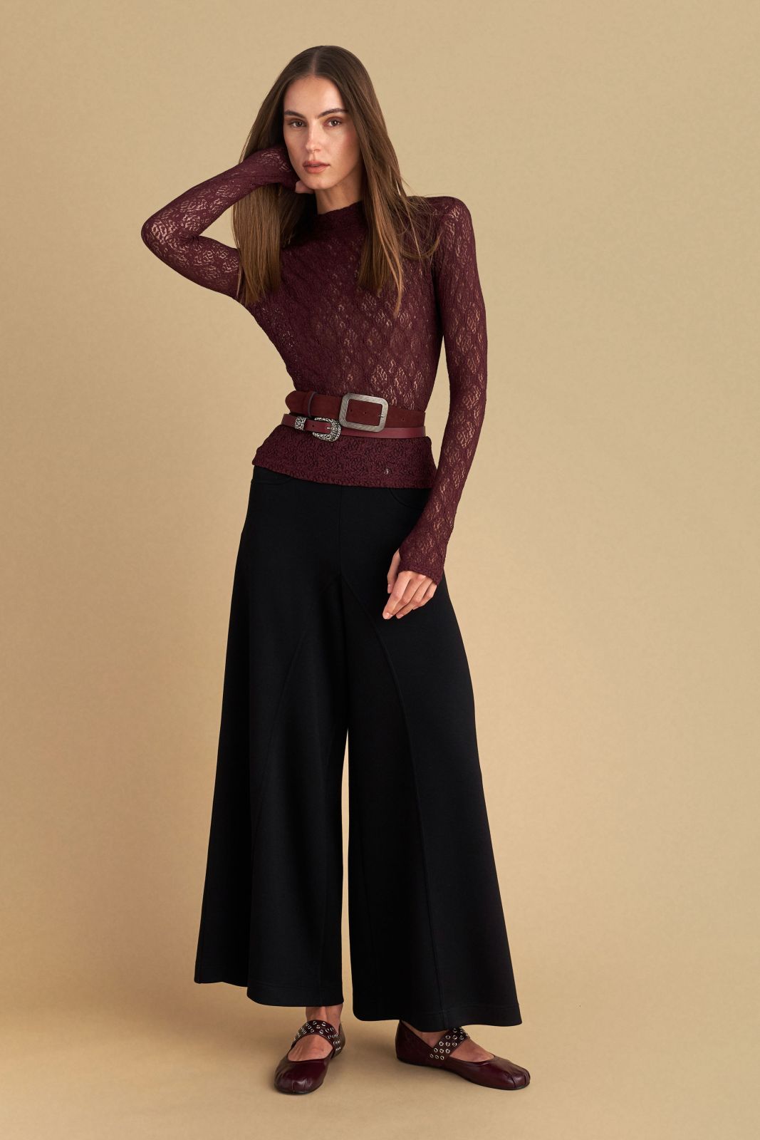 attrattivo - Pantallona te zeza elastike me prerje te gjere