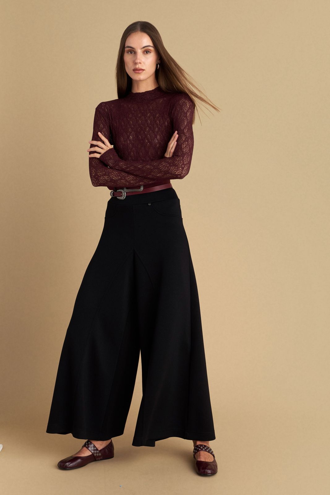 attrattivo - Pantallona te zeza elastike me prerje te gjere