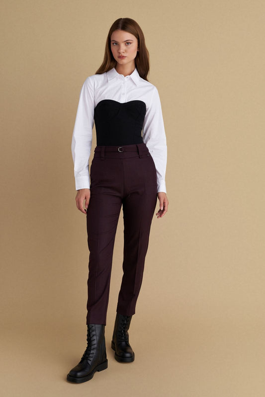 attrattivo - Pantallona serioze vishnje me rrip ne bel