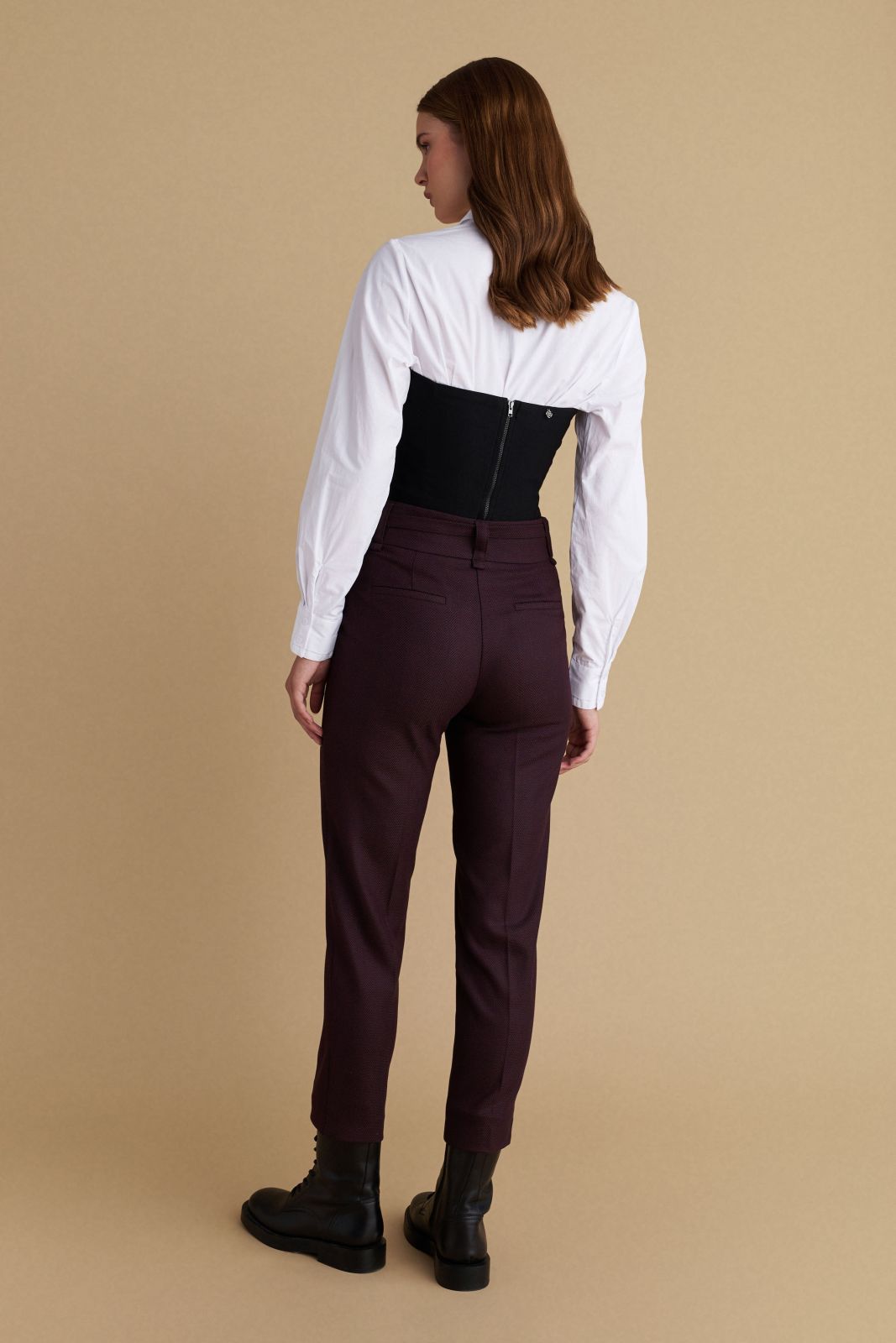 attrattivo - Pantallona serioze vishnje me rrip ne bel