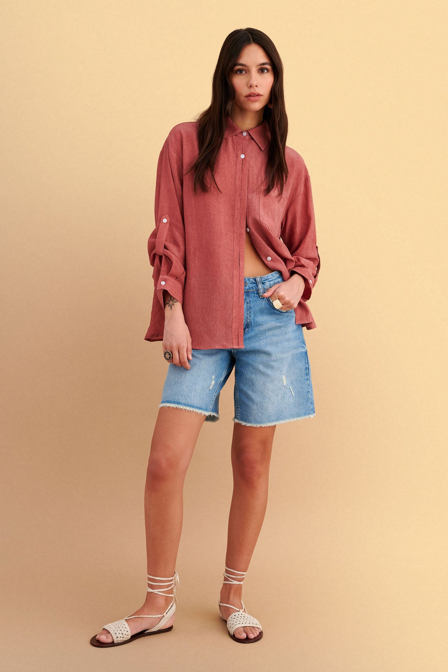 attrattivo - Kemishe stil oversize e verdhe dhe roze