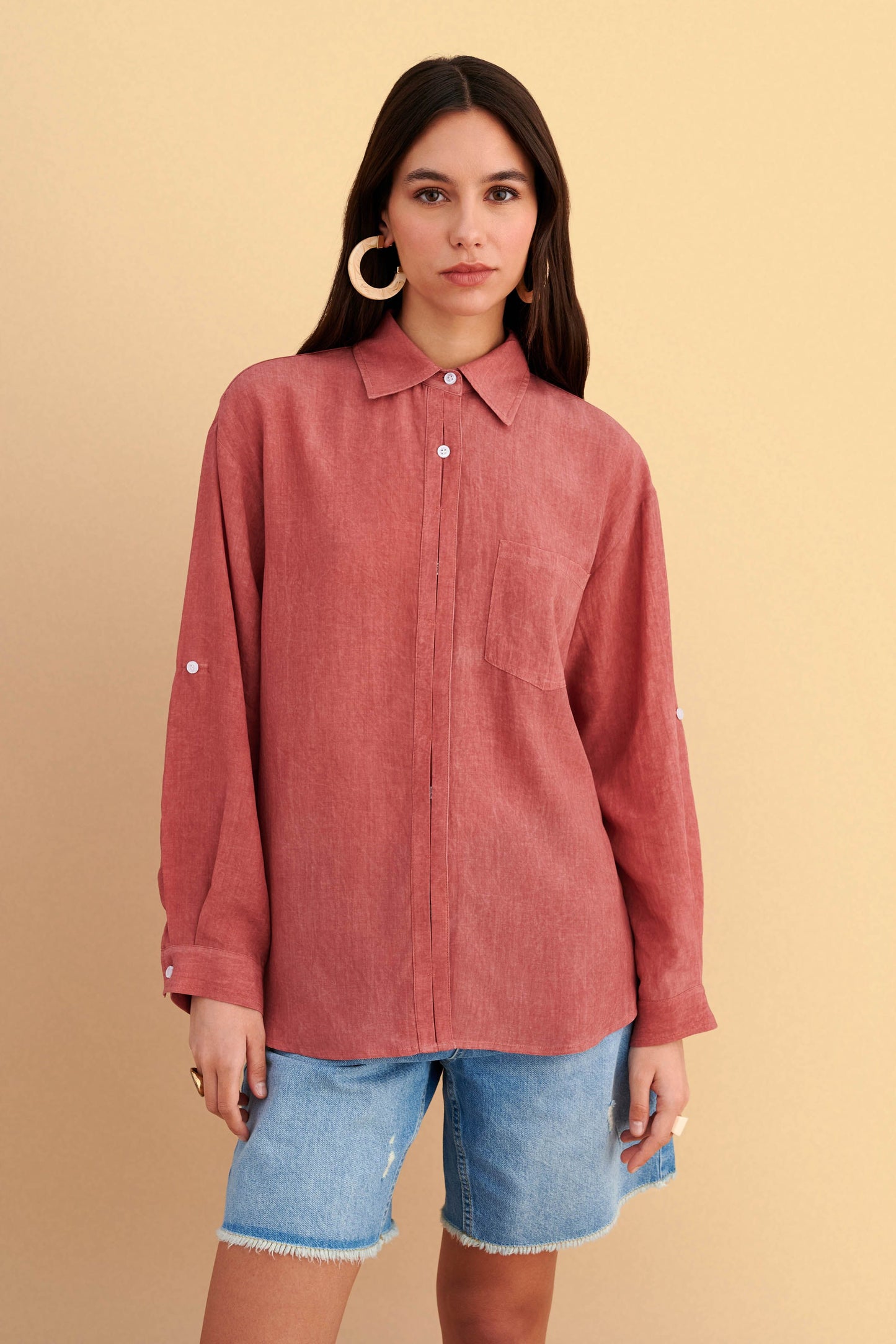attrattivo - Kemishe stil oversize e verdhe dhe roze