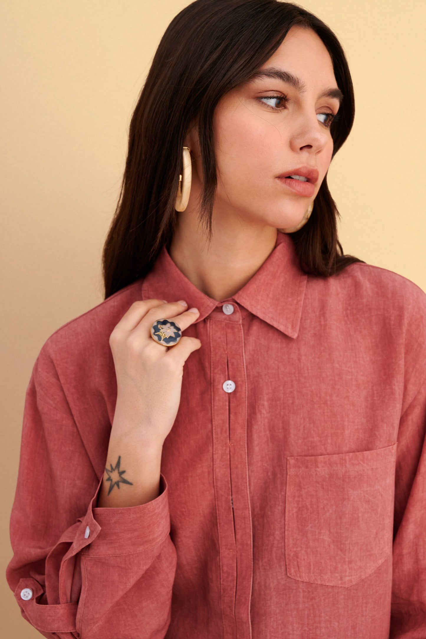 attrattivo - Kemishe stil oversize e verdhe dhe roze