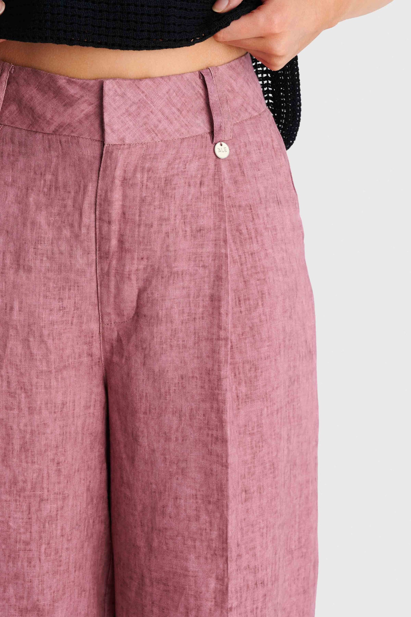 ALE - Pantallona lino gri dhe roze
