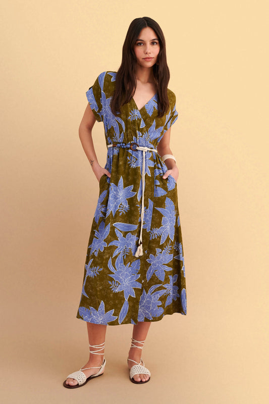 attrattivo - Fustan i gjate shumengjyresh me lidhje ne bel