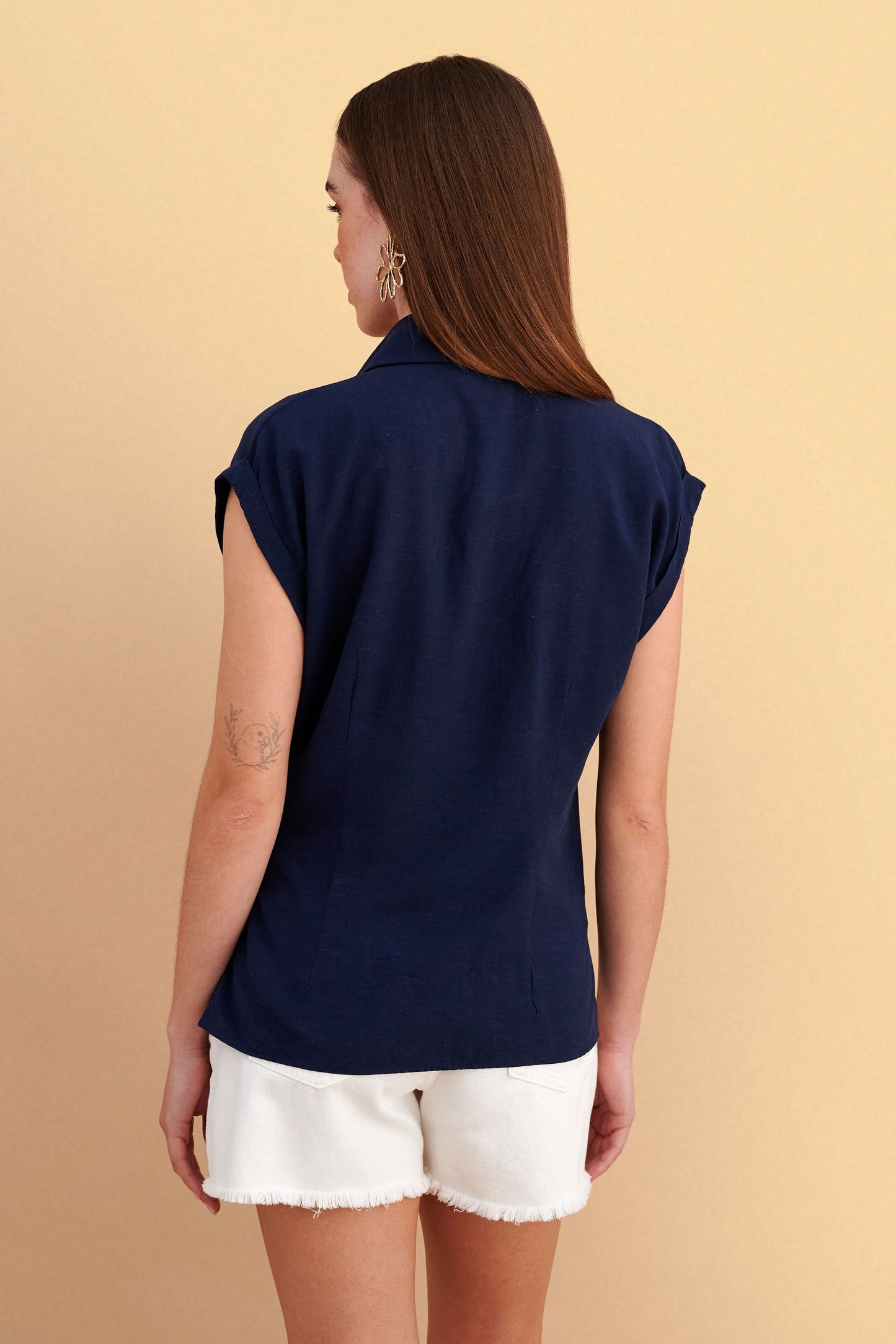 attrattivo - Bluze blu dhe jeshile me jake V dhe lidhje ne ane