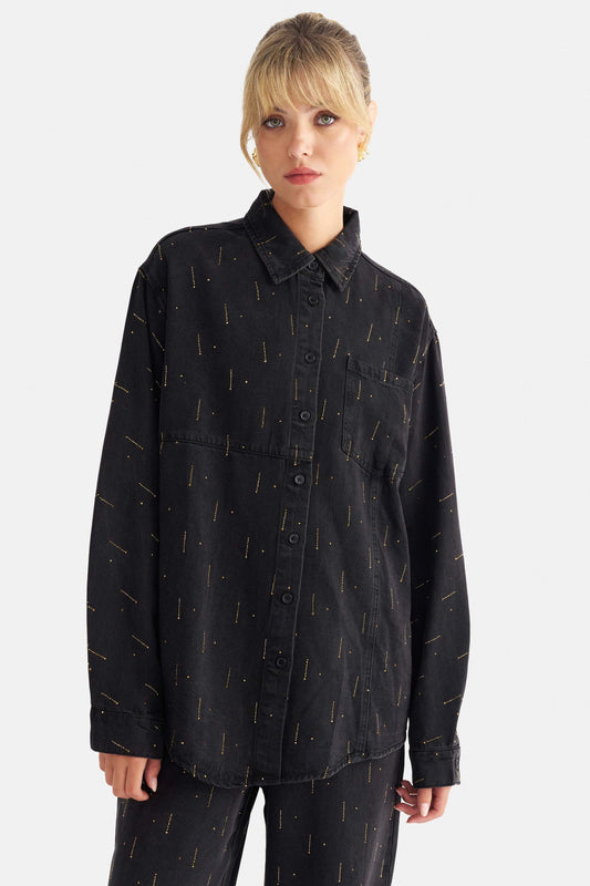 attrattivo - Kemishe e zeze oversize me detaje gurash
