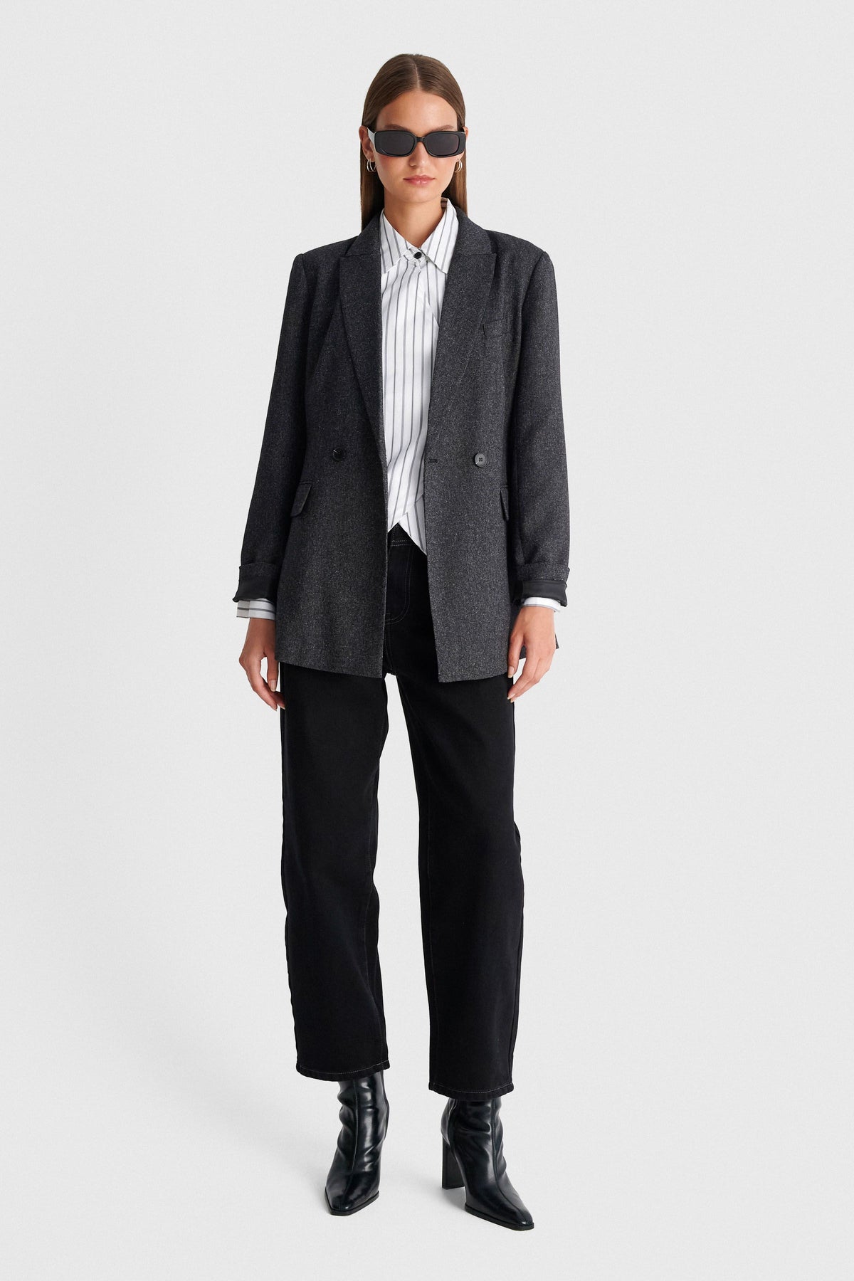 ALE - Xhakete gri stil oversize me rrip ne bel