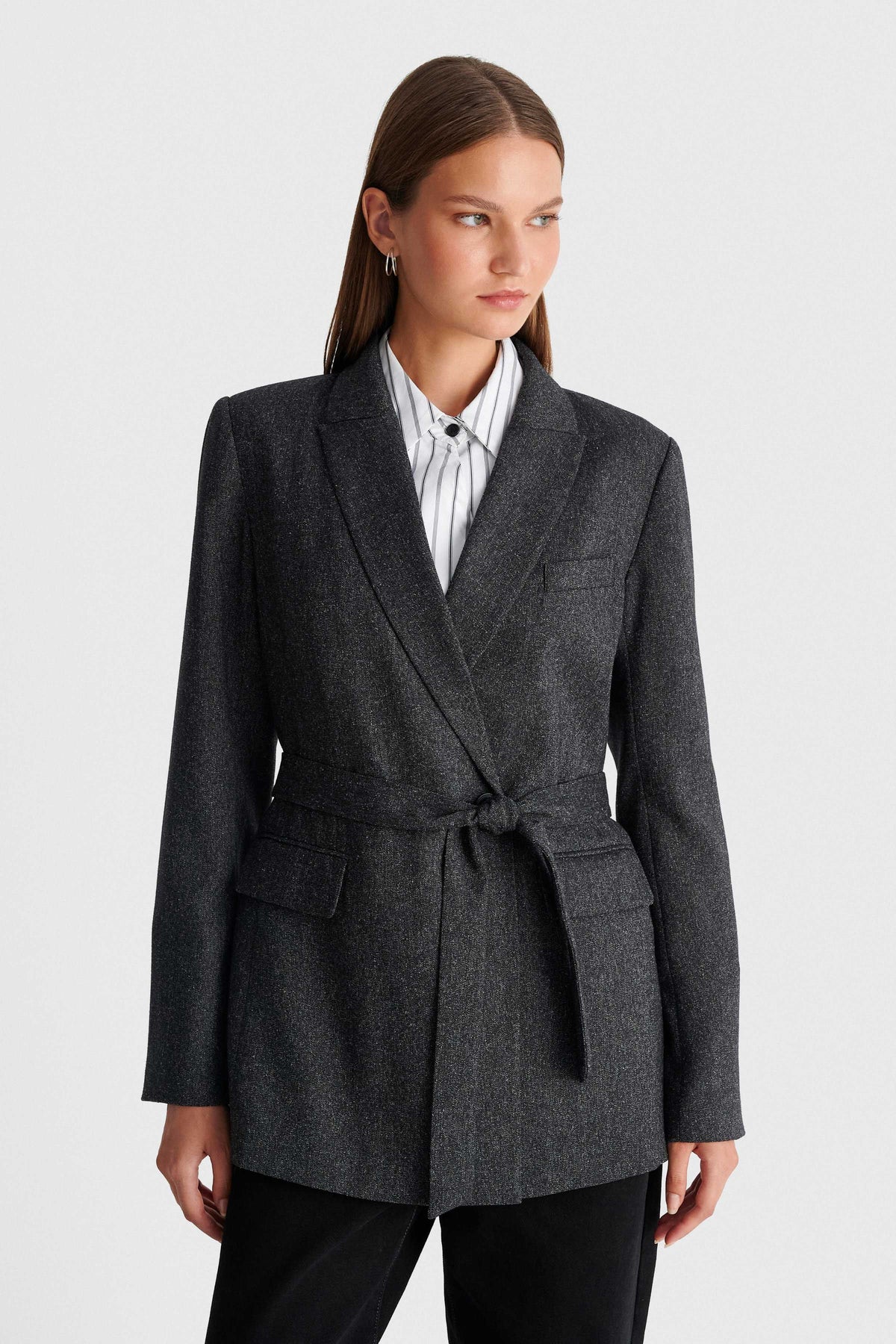 ALE - Xhakete gri stil oversize me rrip ne bel