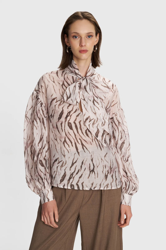 ALE - Bluze kremi me lidhje dhe motive