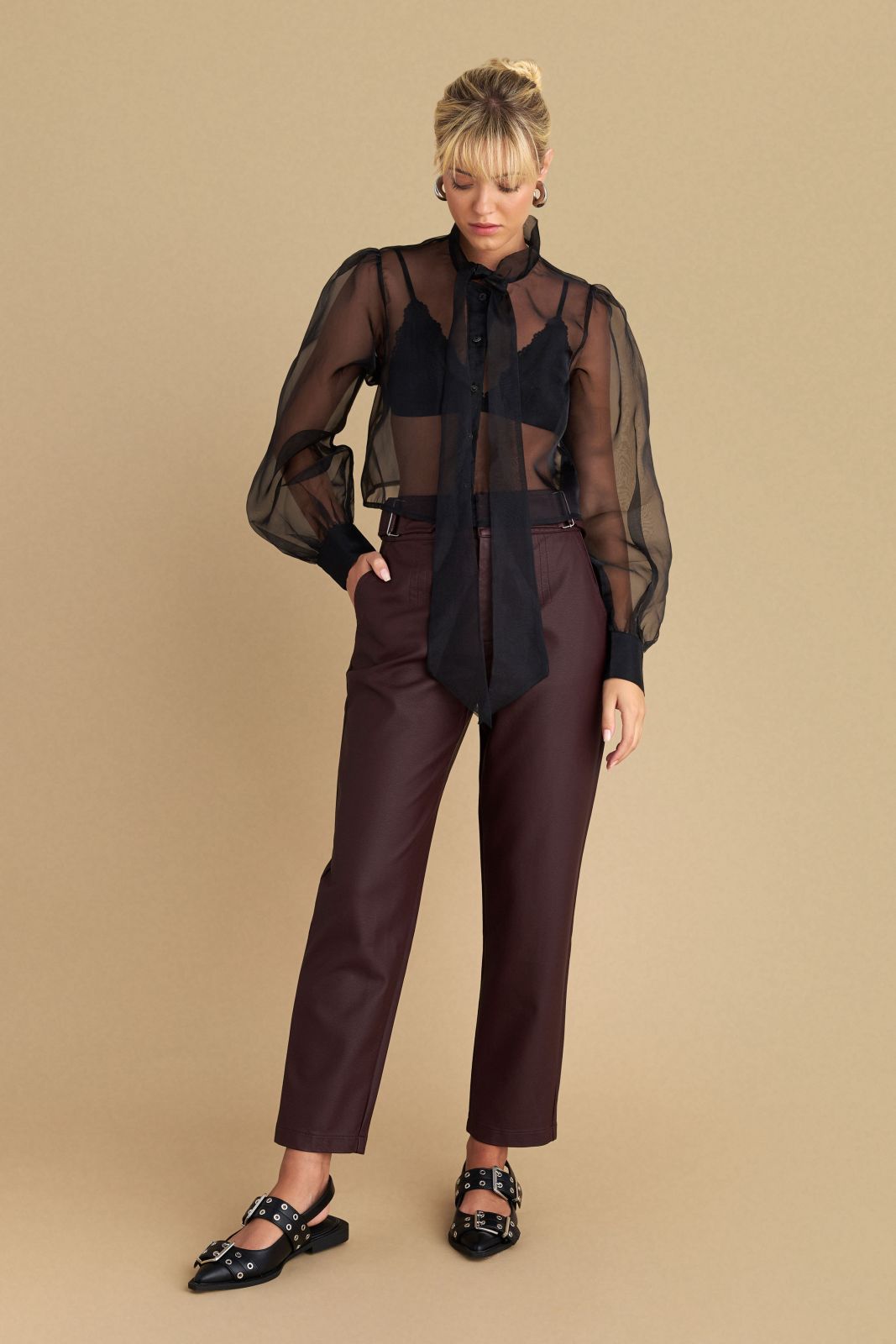 attrattivo - Pantallona lekure vishnje dhe te zeza me rrip ne ane