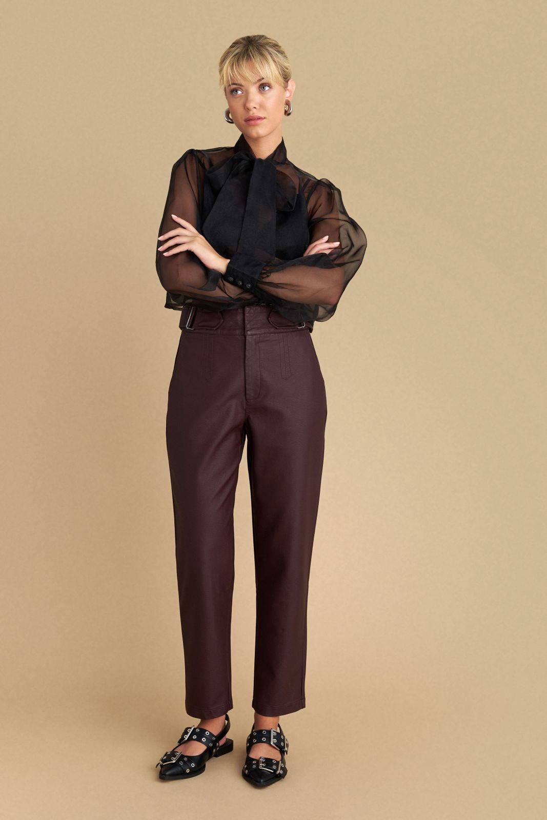 attrattivo - Pantallona lekure vishnje dhe te zeza me rrip ne ane