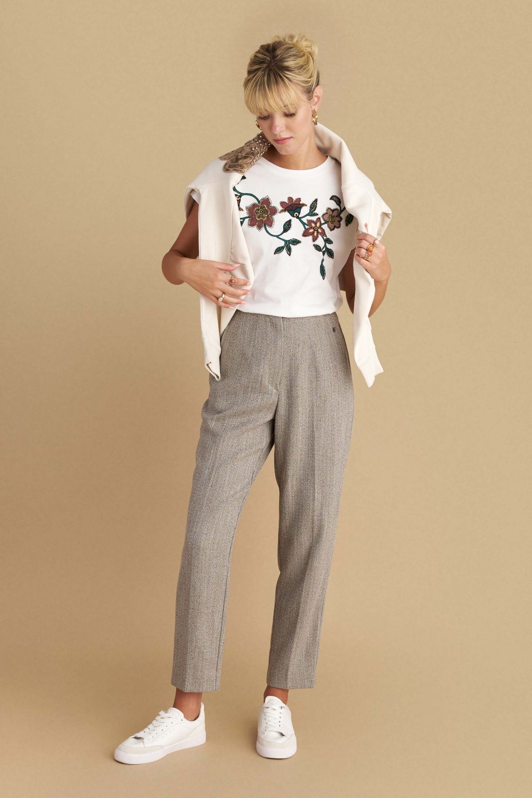 attrattivo - Pantallona serioze stofi ngjyre bezhe