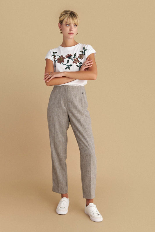 attrattivo - Pantallona serioze stofi ngjyre bezhe