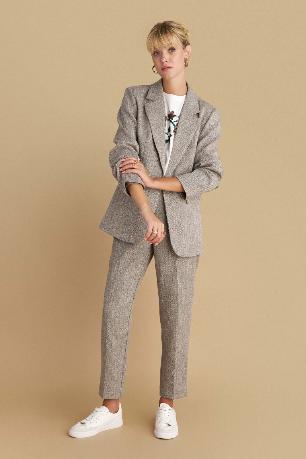 attrattivo - Pantallona serioze stofi ngjyre bezhe