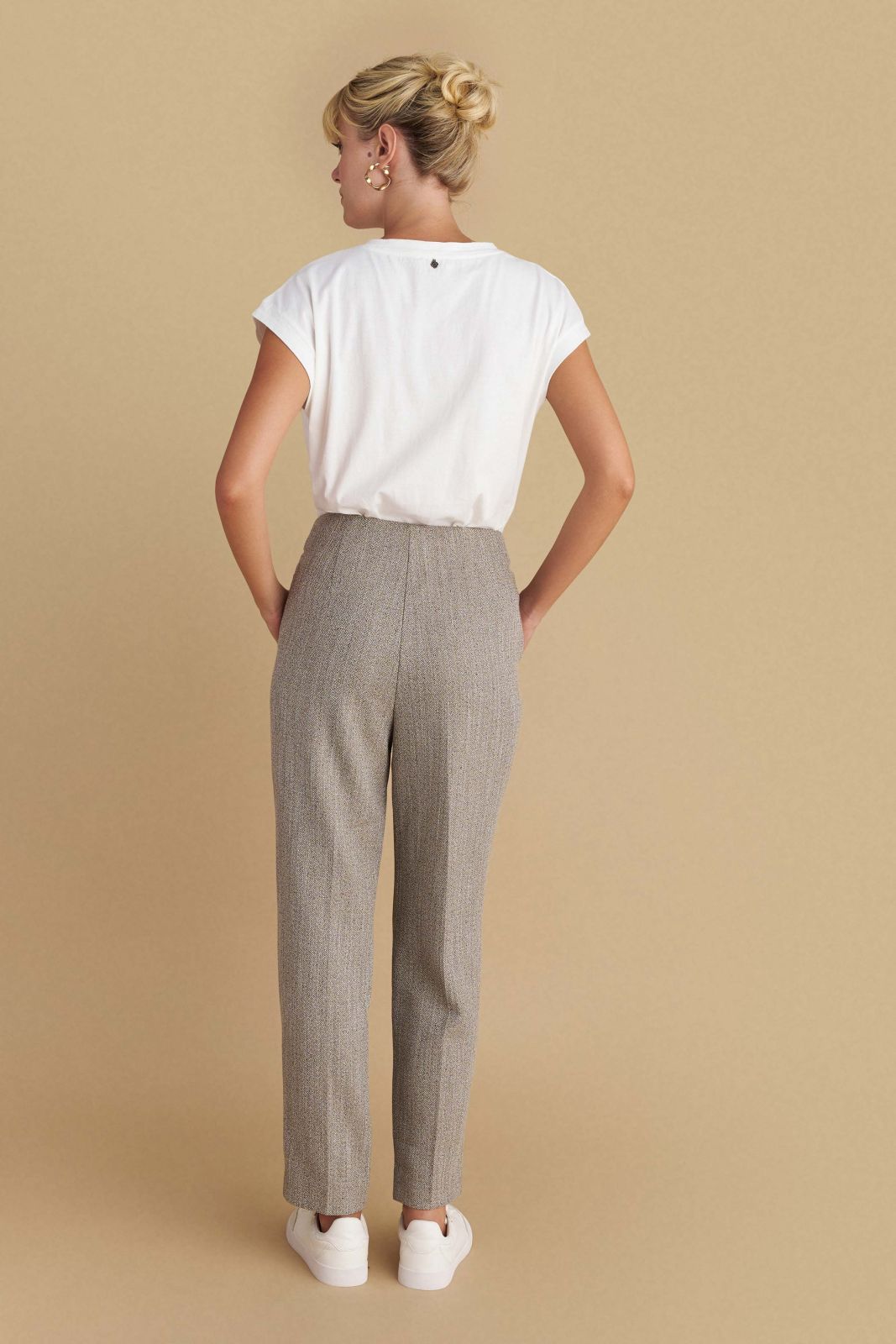 attrattivo - Pantallona serioze stofi ngjyre bezhe