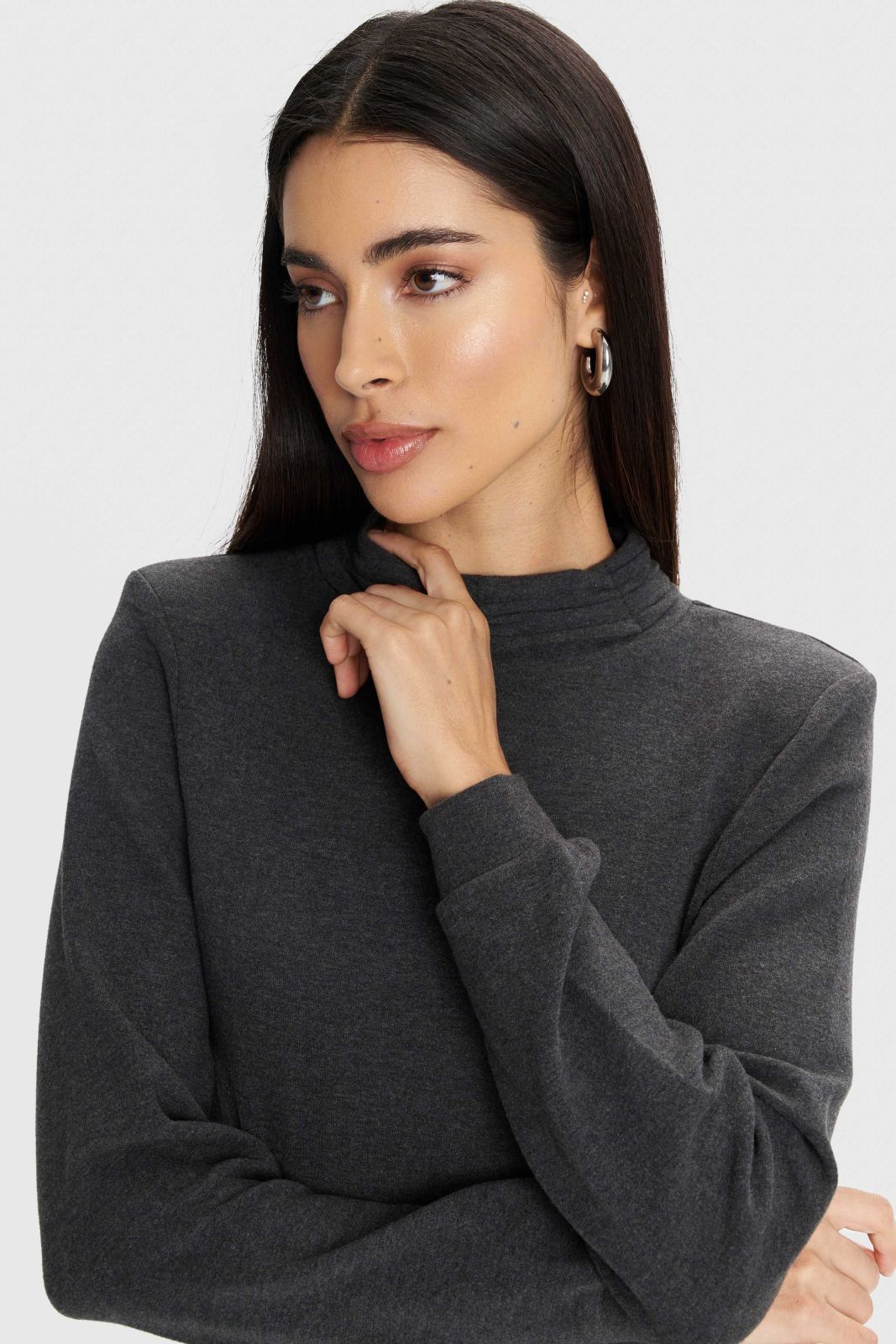 ALE - Fustan vishnje dhe gri trecereksh me menge te gjata