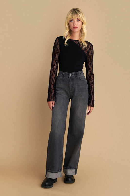 attrattivo - Xhinse gri me prerje te drejte dhe me kthim ne fund