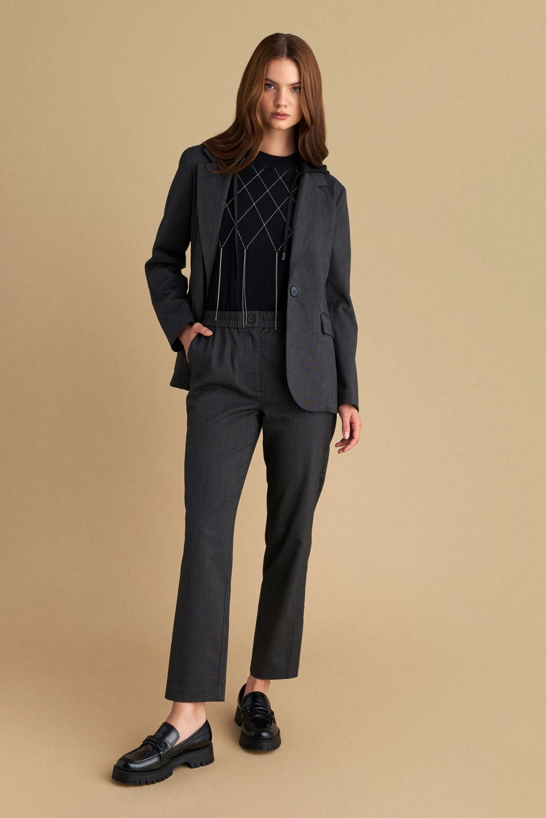 attrattivo - Pantallona gri me llastik ne bel