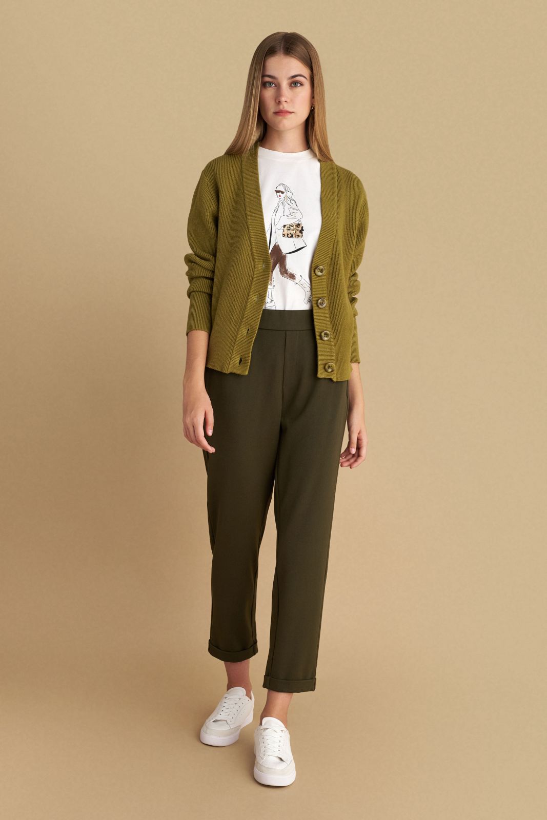 attrattivo - Pantallona serioze me llastik gri , jeshile dhe te zeza