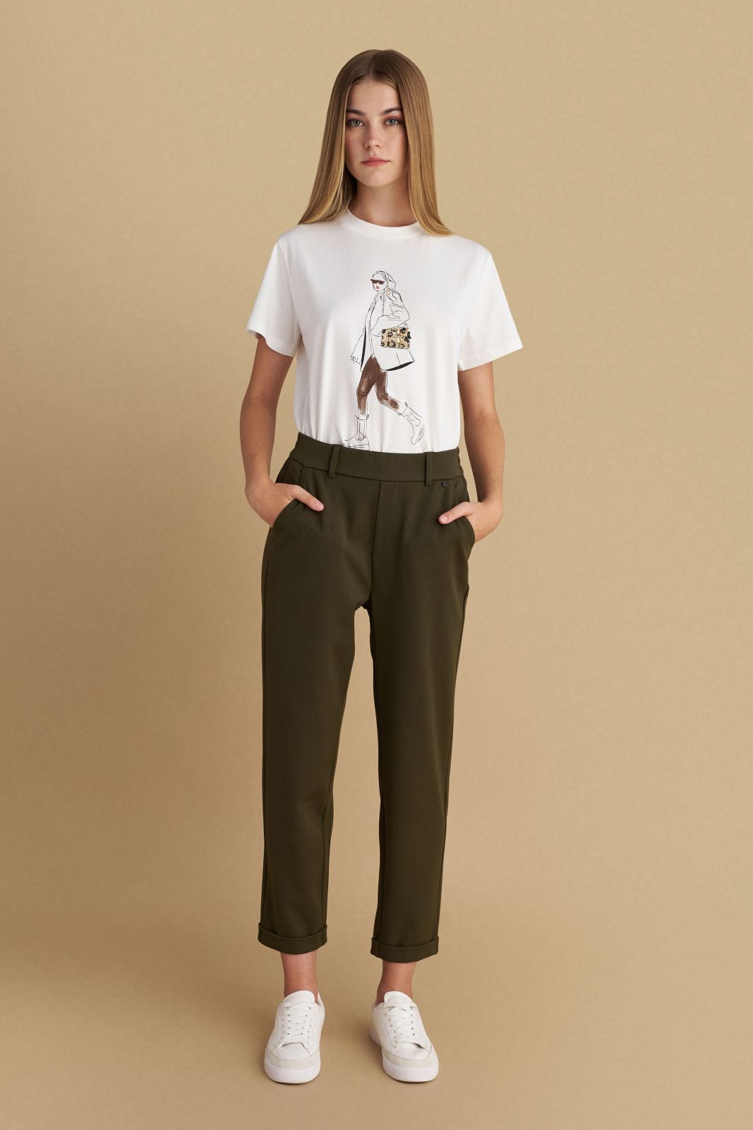 attrattivo - Pantallona serioze me llastik gri , jeshile dhe te zeza