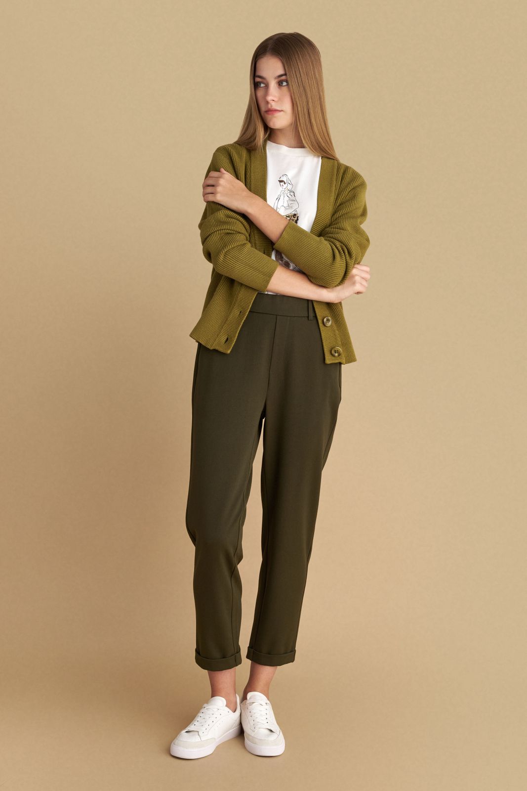 attrattivo - Pantallona serioze me llastik gri , jeshile dhe te zeza