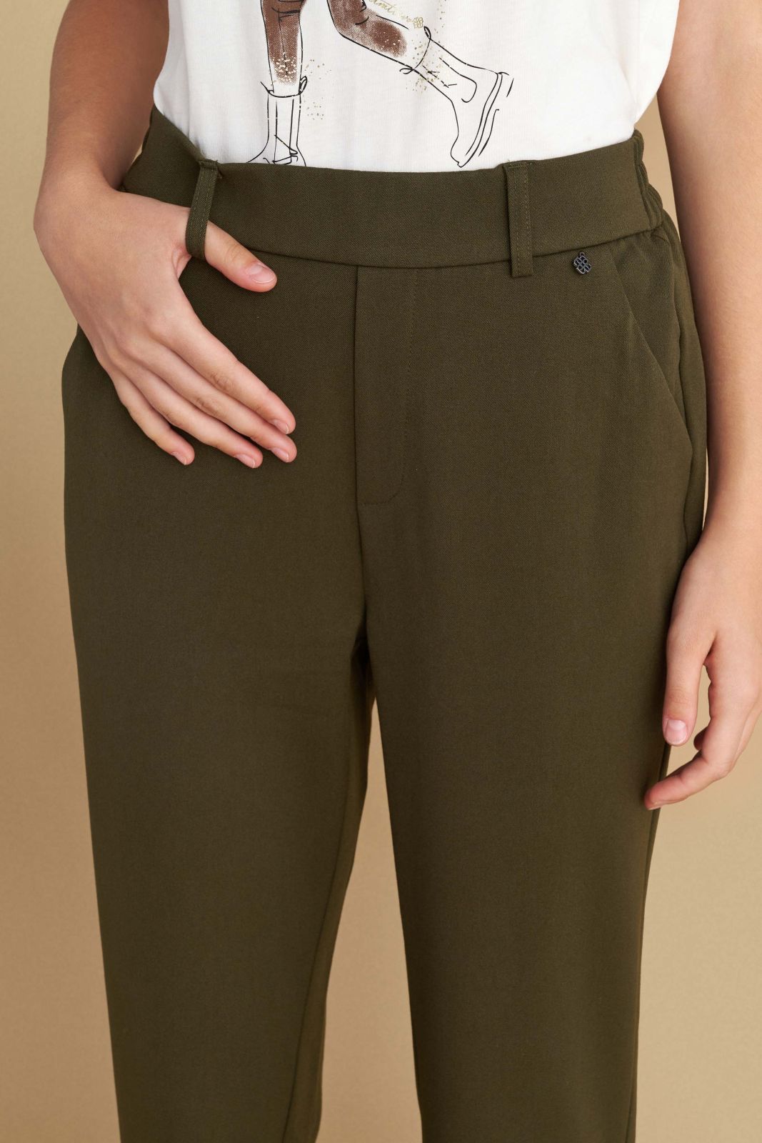 attrattivo - Pantallona serioze me llastik gri , jeshile dhe te zeza