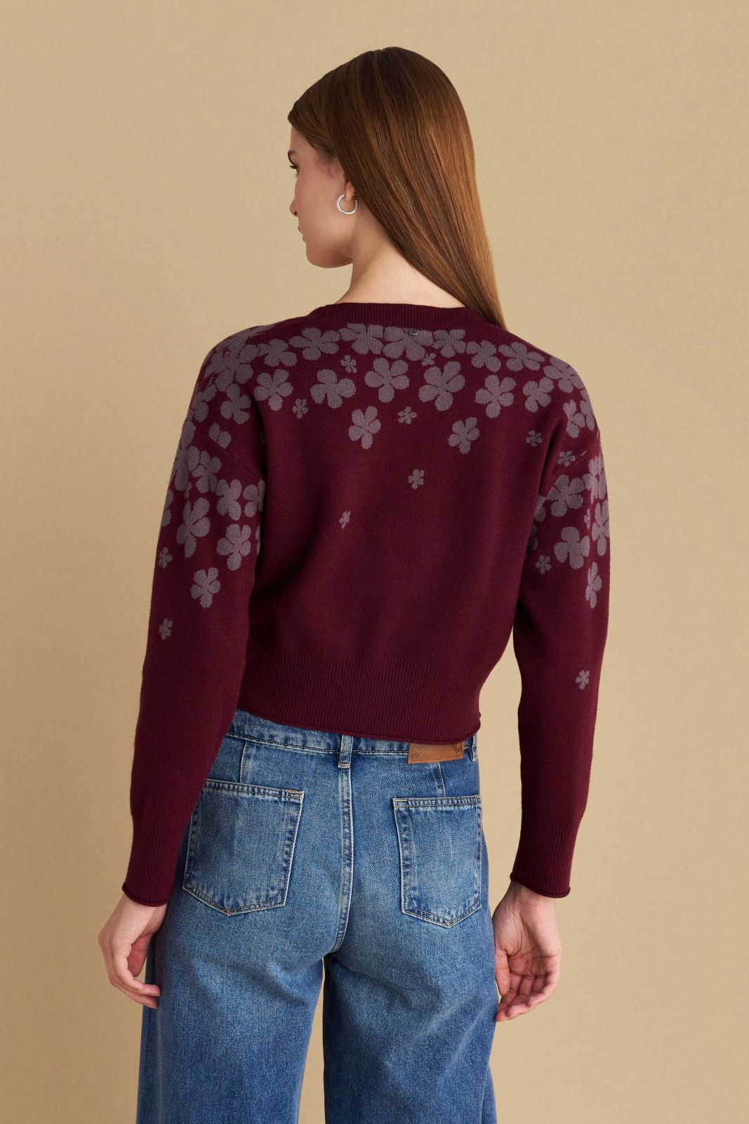 attrattivo - Cardigan i shkurter vishnje me printe florale