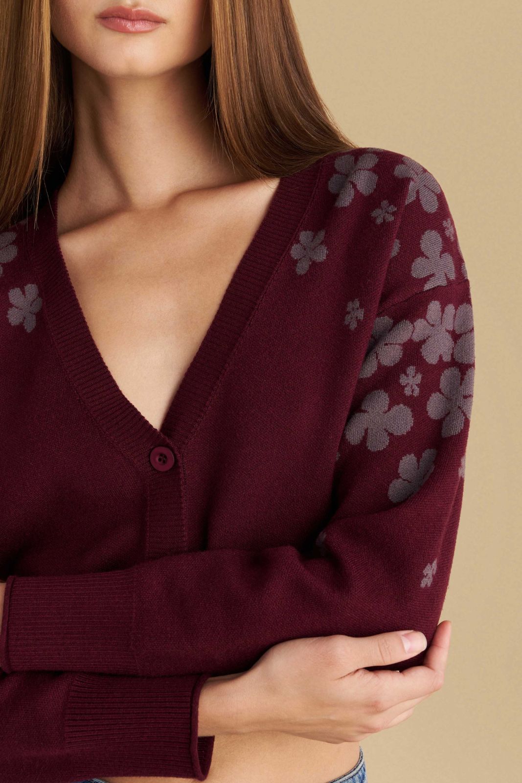 attrattivo - Cardigan i shkurter vishnje me printe florale