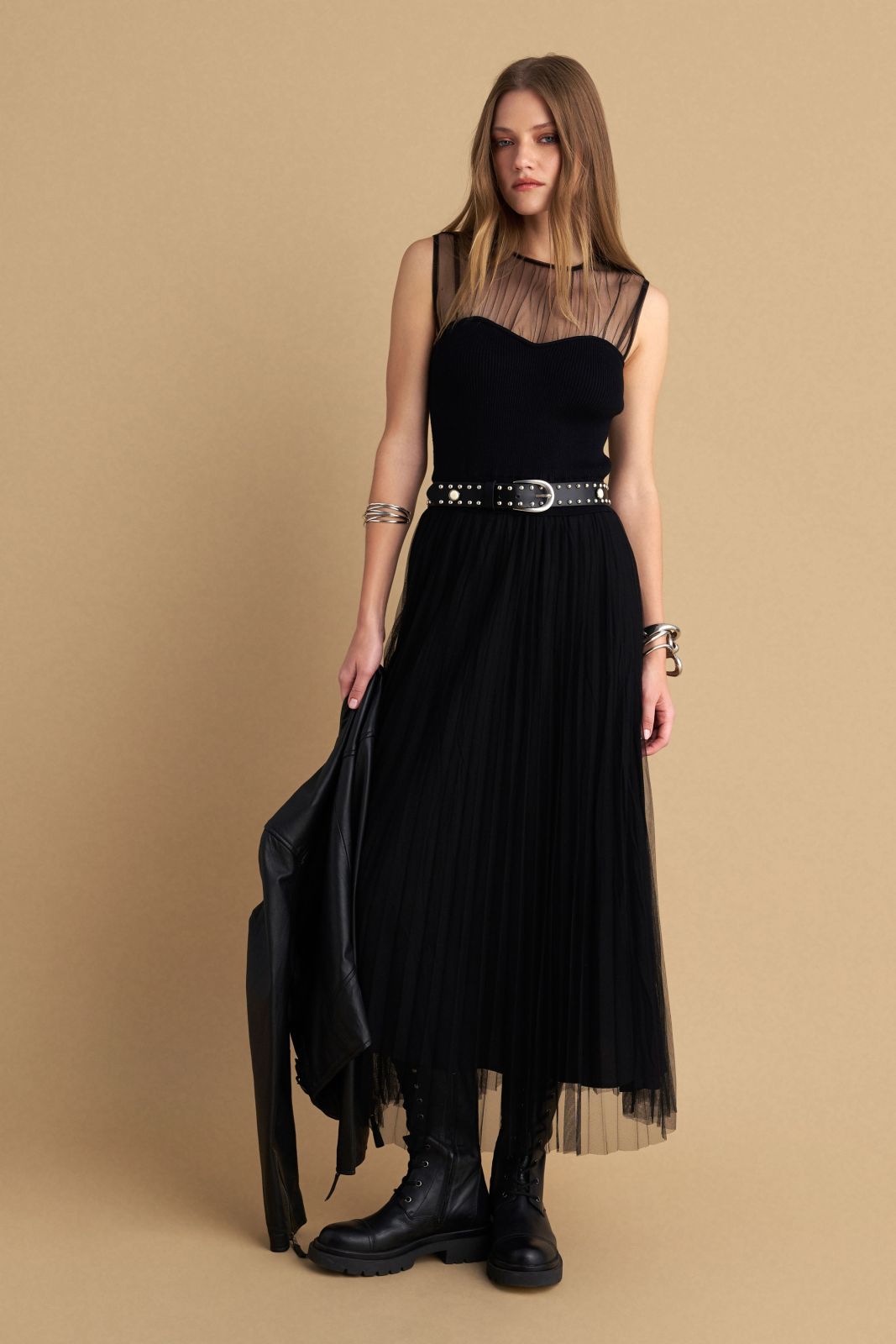 attrattivo - Fustan i zi i gjate me tyl