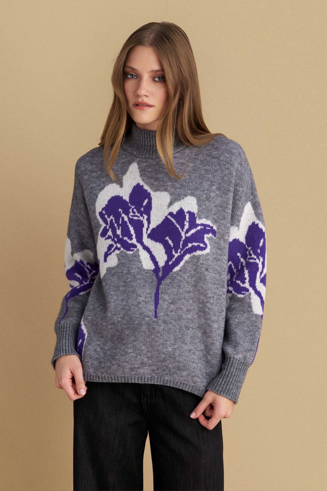 attrattivo - Pulover gri e thurur me motive lulesh