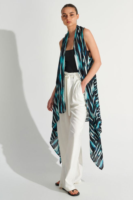 ALE - Kimono pa menge blu me printe