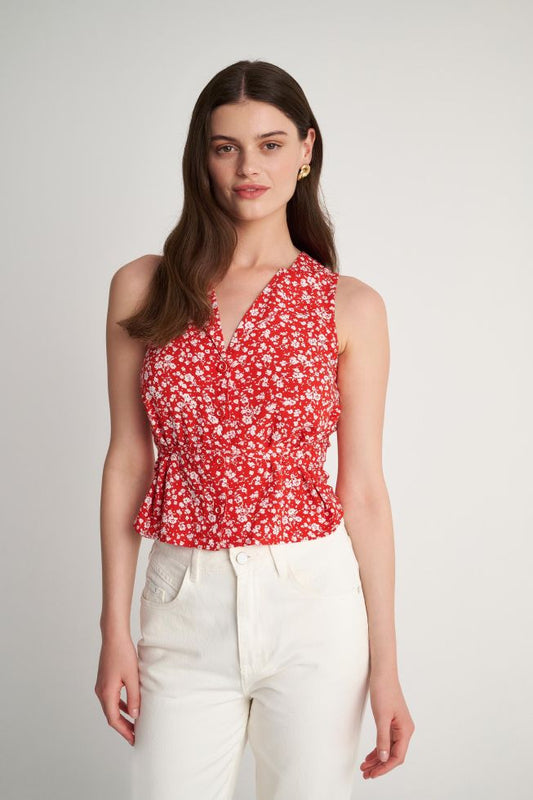 attrattivo - Bluze e kuqe me lule te bardha